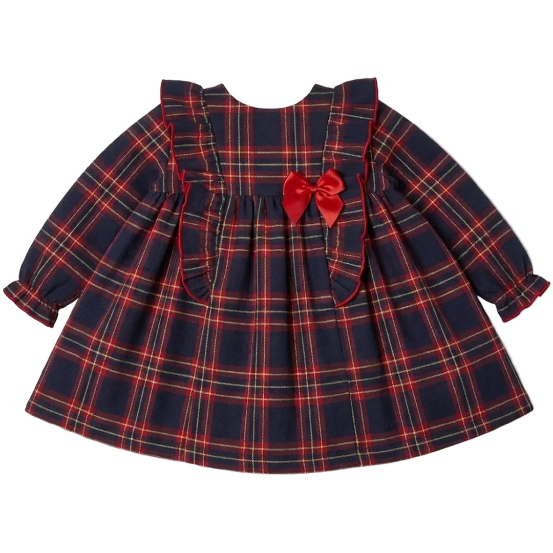 tartan jurk met rode strik van maxi ilusion