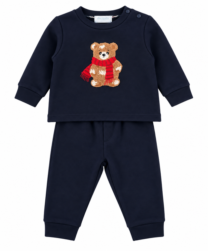 Deolinda Tweedelige Babyset met Winterbeertje – Donkerblauw