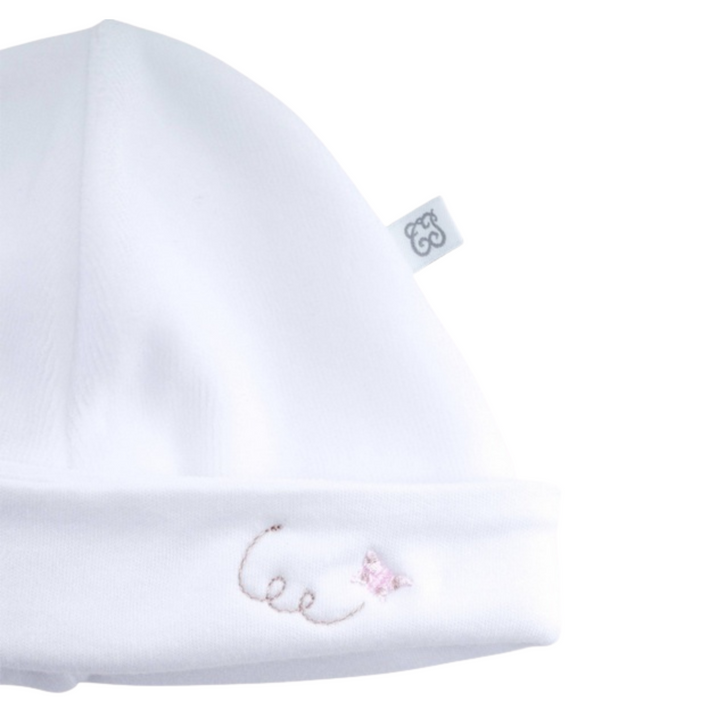 Mutsje Pink Garden party velours (wit/roze) - Theophile et Patachou