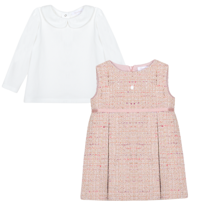 Set : 2- Delig tweed jurk + top (Pale Pink) - Patachou