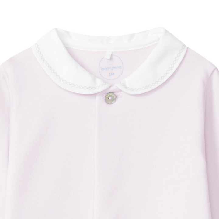 Babypakje kraagje + borduursel (lichtroze) - Laranjinha