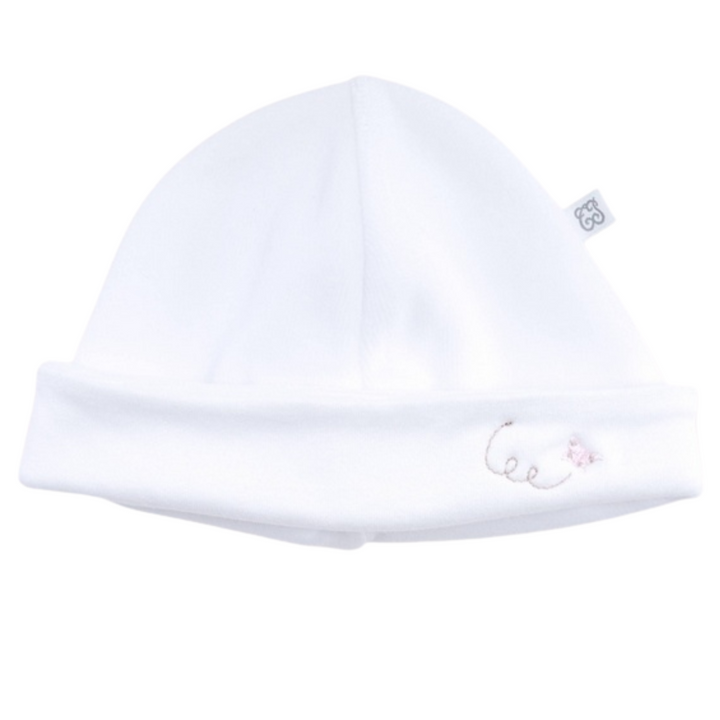 Mutsje Pink Garden party velours (wit/roze) - Theophile et Patachou