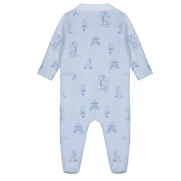 Babypakje velours toile de jouy blue (Lichtblauw) - Patachou