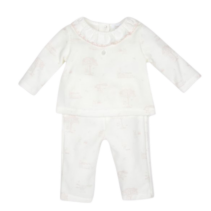 Babypakje 2-delig velours Toile de jouy (Lichtroze) - Patachou
