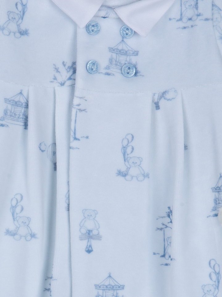 Babypakje velours toile de jouy blue (Lichtblauw) - Patachou