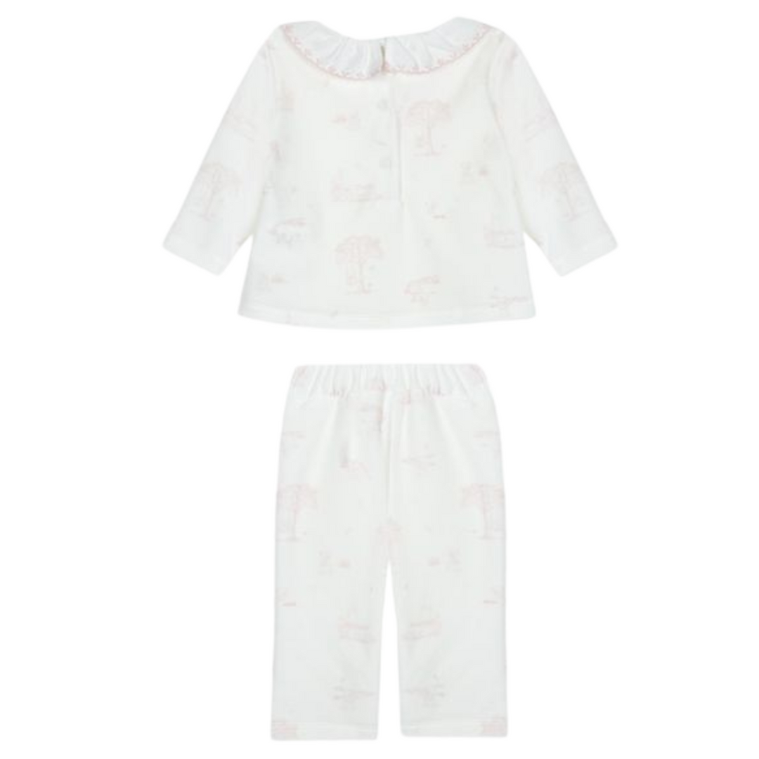 Babypakje 2-delig velours Toile de jouy (Lichtroze) - Patachou