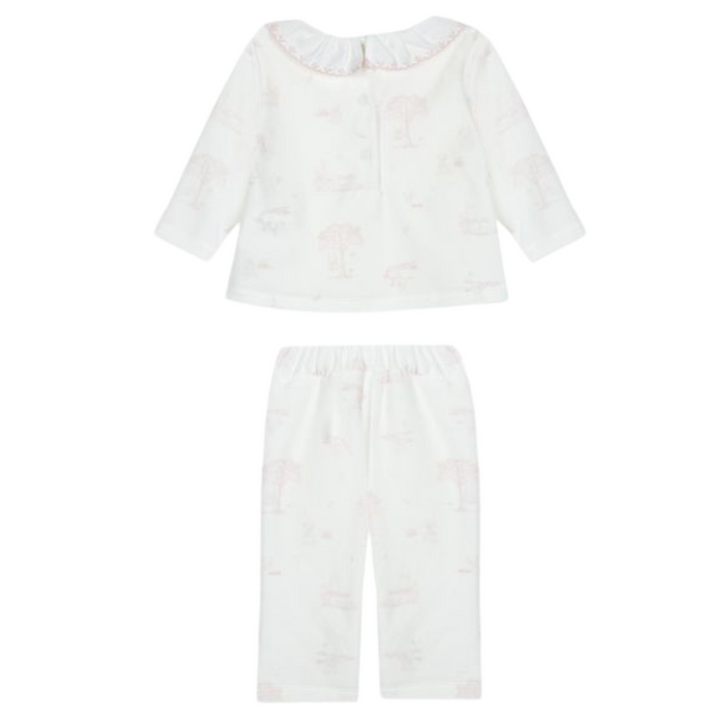 Babypakje 2-delig velours Toile de jouy (Lichtroze) - Patachou
