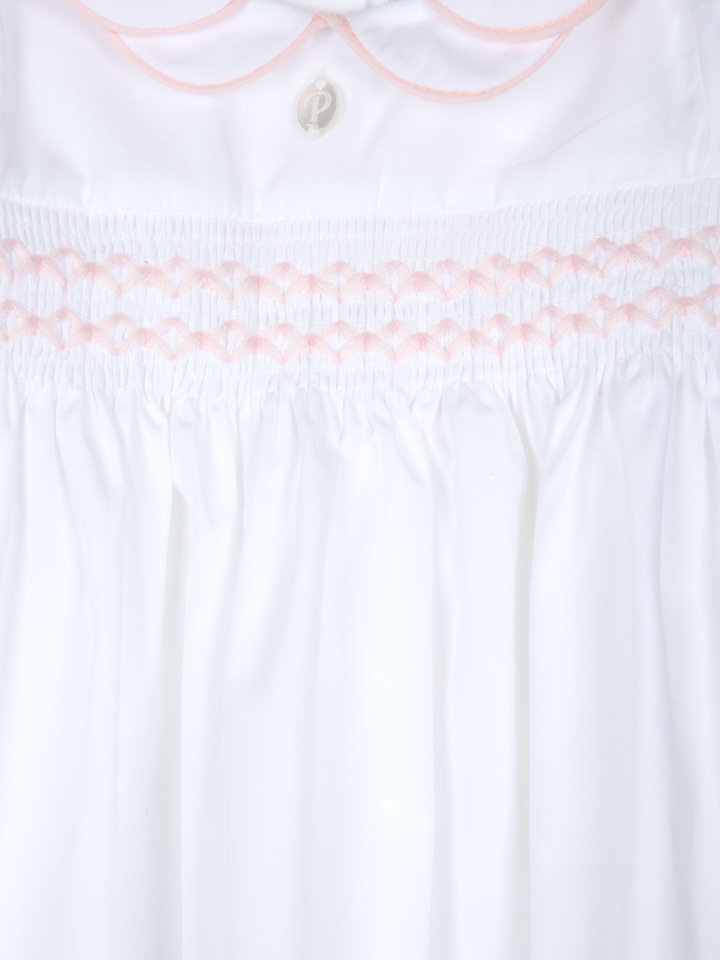 Jurk smok borduurwerk (wit) - Patachou