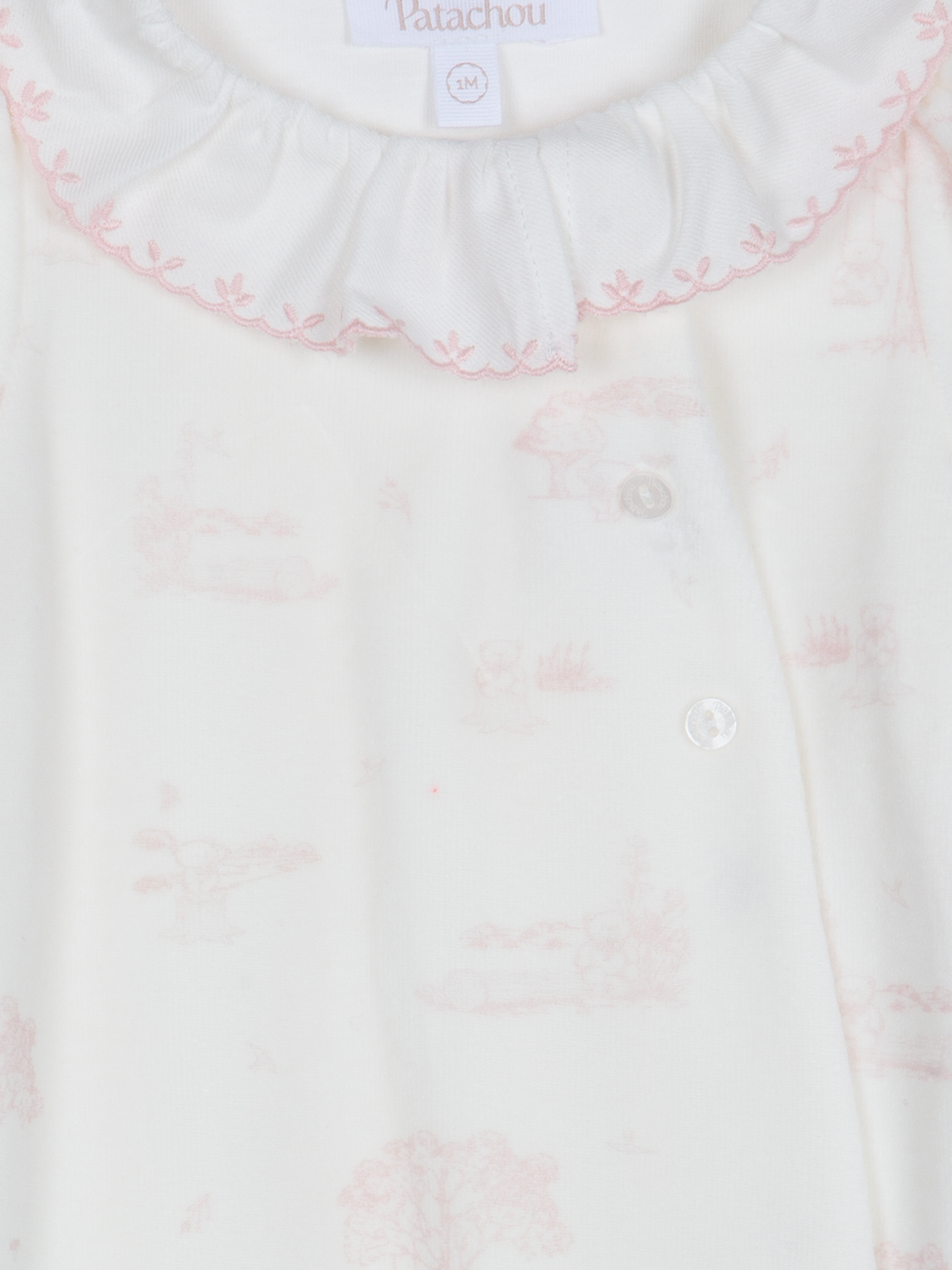 Babypakje velours Toile de jouy (Lichtroze) - Patachou