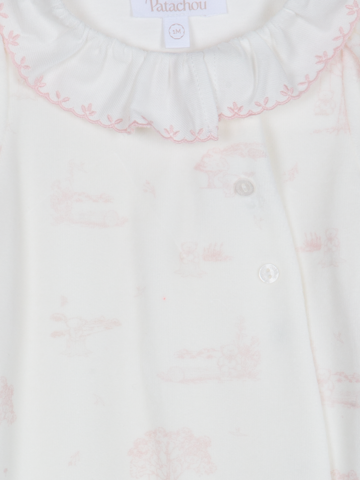 Babypakje velours Toile de jouy (Lichtroze) - Patachou