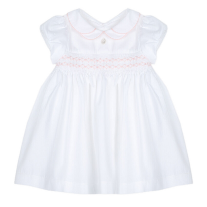 Jurk smok borduurwerk (wit) - Patachou