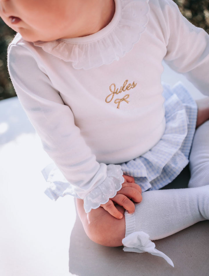 Romper broderie kraag + manchetten lange mouw - Babidu