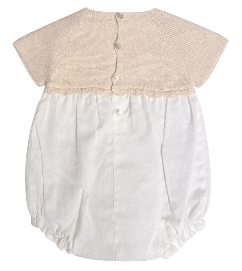 Romper linnen & gebreid off white meisje – Wedoble