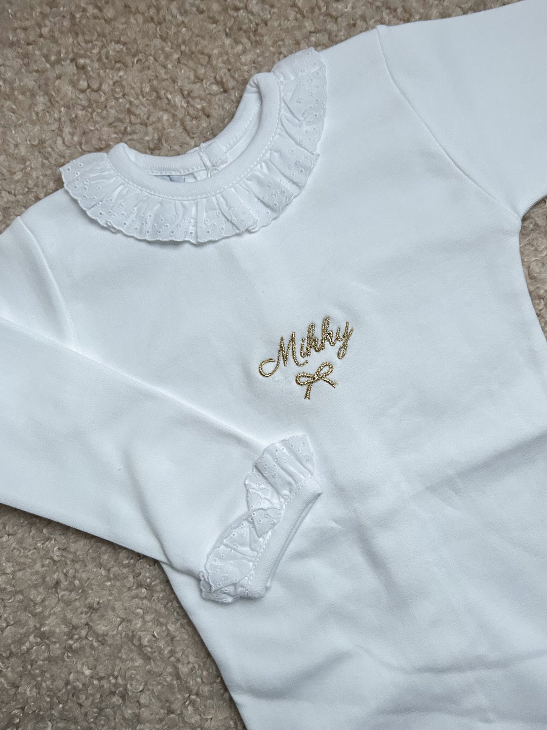 Romper broderie kraag + manchetten lange mouw - Babidu