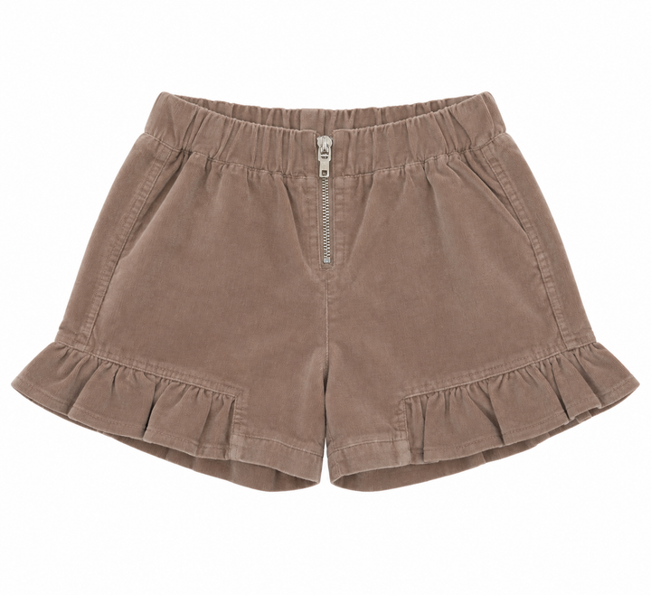 Wedoble ribbed cotton shorts brown with ruffle | Baby & kids