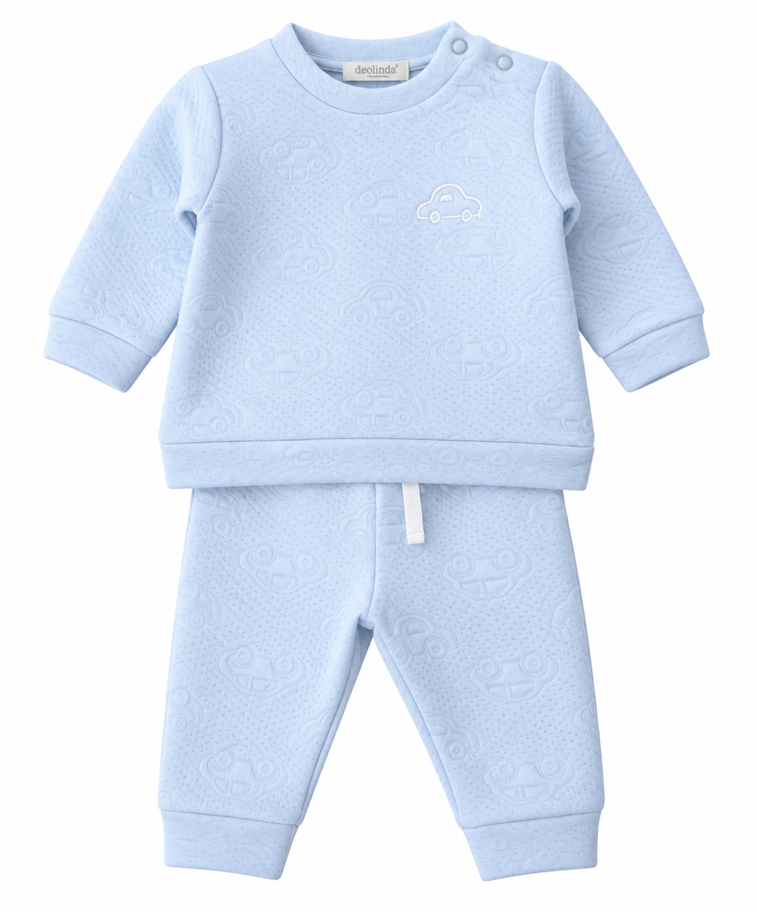 Deolinda Tweedelige Babyset met Auto Motief – Lichtblauw