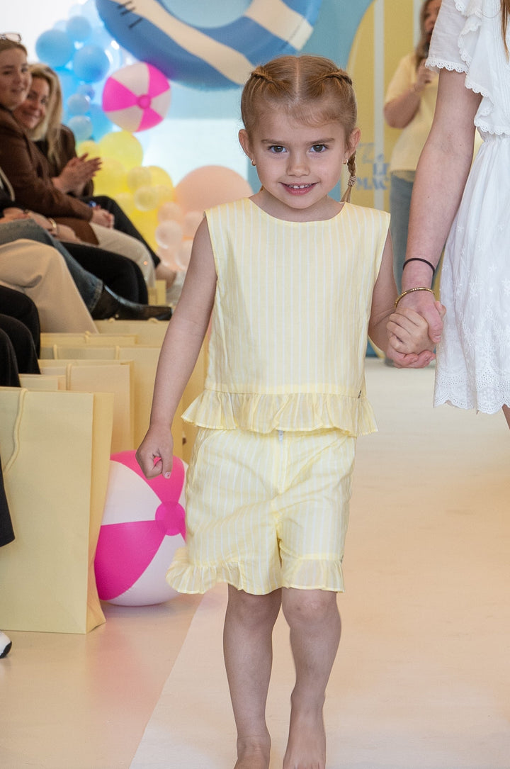 Set Top en Short meisjes set geel wit gestreept – Wedoble