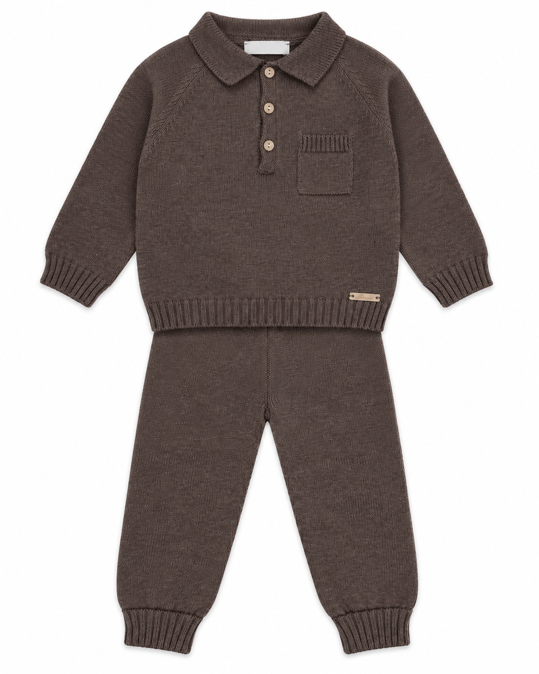 Martin Aranda Gebreid Setje Donkerbruin – Polo & Broek