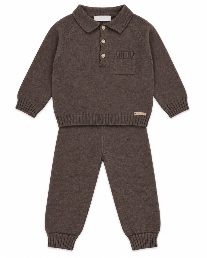 Martin Aranda Gebreid Setje Donkerbruin – Polo & Broek