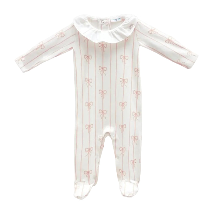 atelier babboi katoenen babypakje met ruche kraag en strikjes print