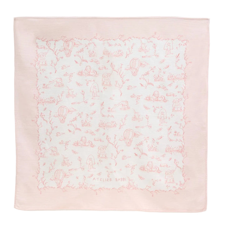lichtroze hydrofiele doek in toile de jouy print 