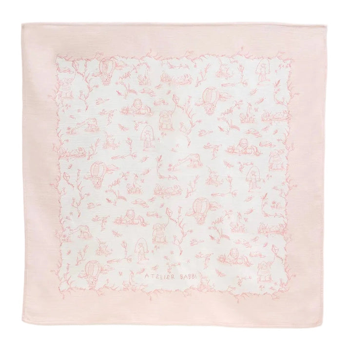 lichtroze hydrofiele doek in toile de jouy dierenprint van atelier Babbi