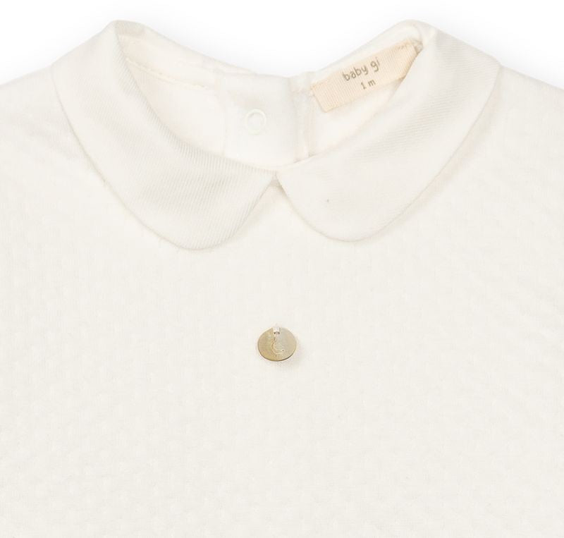 Offwhite babypakje jersey katoen met ronde kraag unisex babypakje baby gi