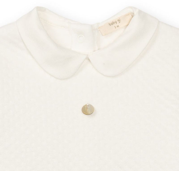 Offwhite babypakje jersey katoen met ronde kraag unisex babypakje baby gi