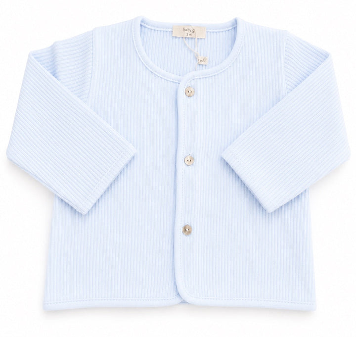 Baby Gi fijn gebreid baby vest lichtblauw van zacht katoen.