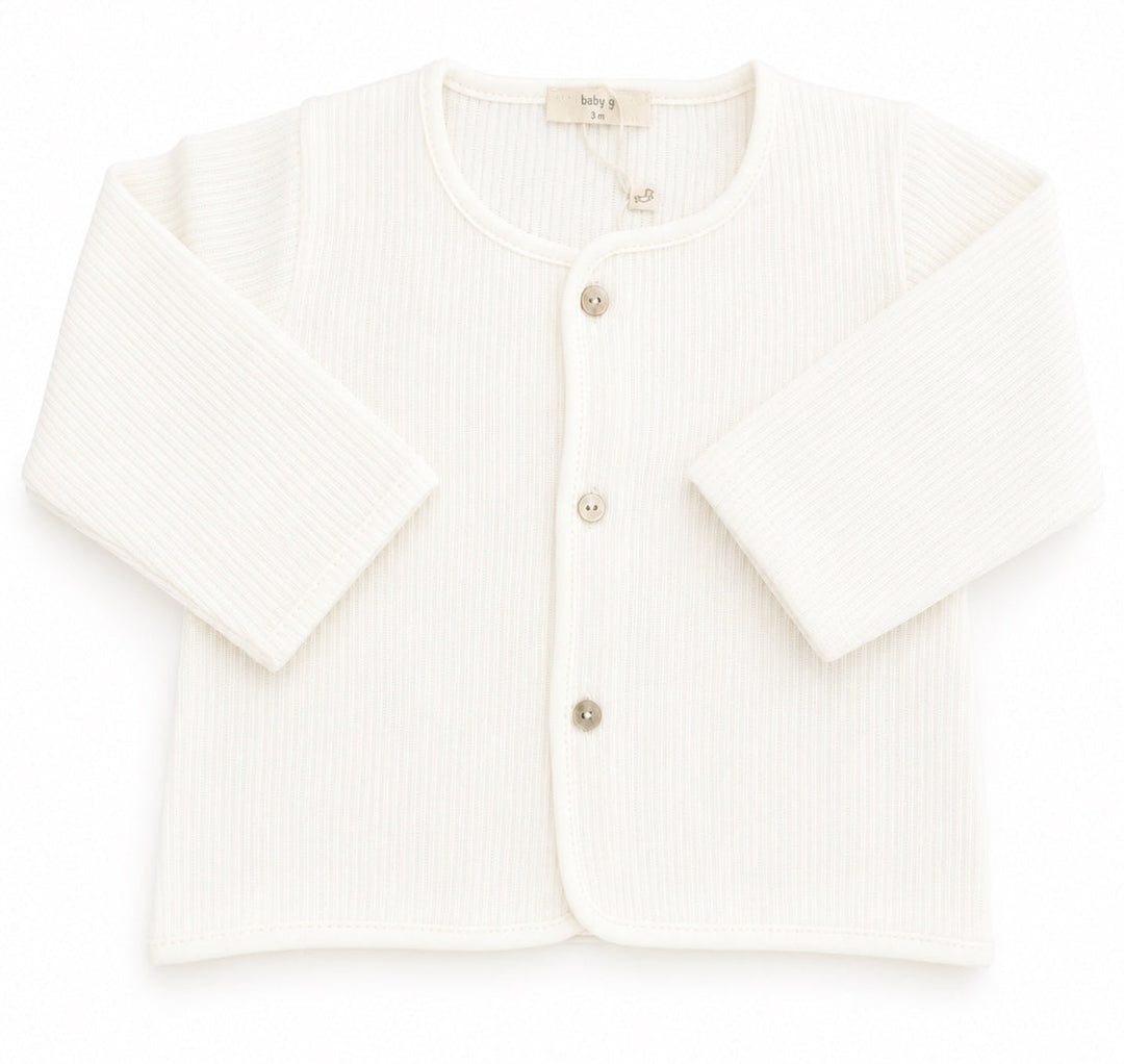Baby Gi fijn gebreid baby vest offwhite van zacht katoen.
