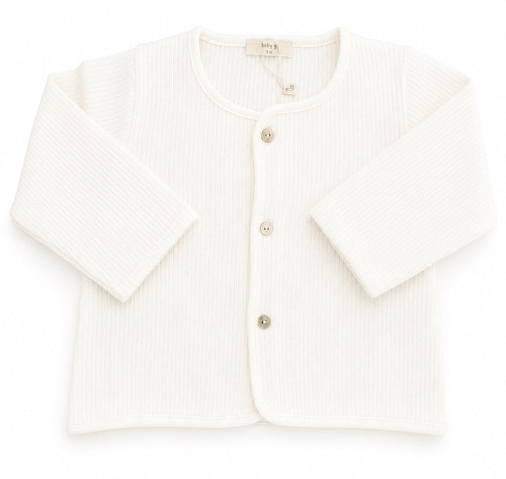 Baby Gi fijn gebreid baby vest offwhite van zacht katoen.