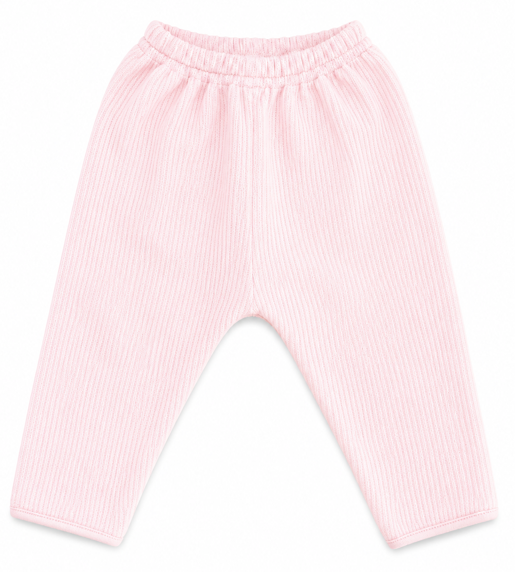 Baby Gi fijn gebreid babybroekje lichtroze van zachte katoen.