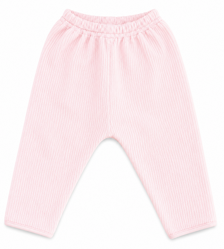 Baby Gi fijn gebreid babybroekje lichtroze van zachte katoen.