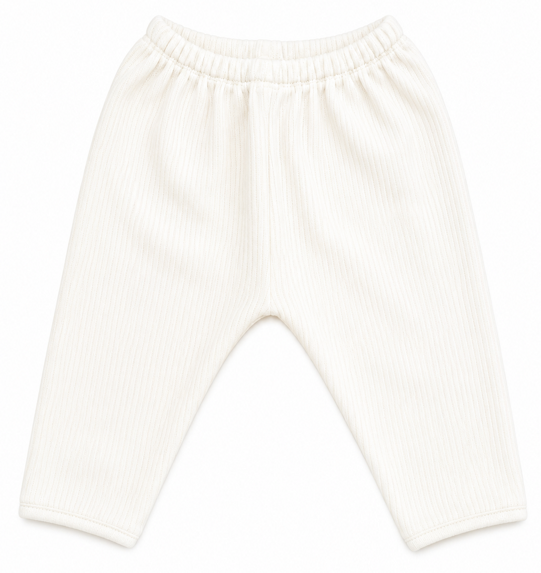Baby Gi fijn gebreid babybroekje offwhite van zachte katoen.