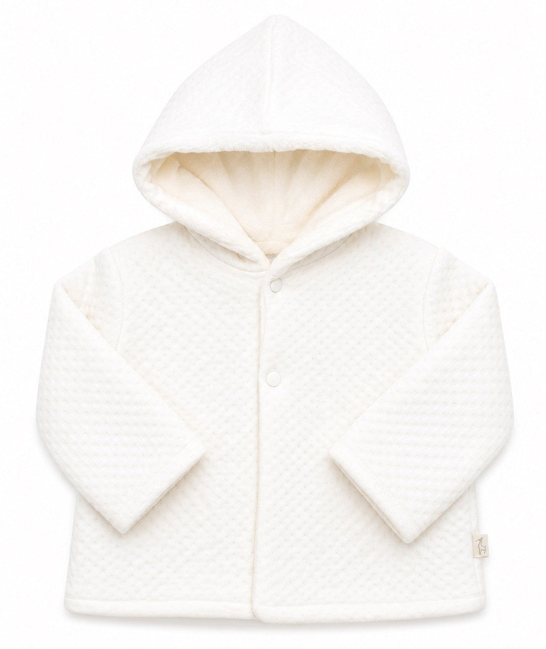 Baby Gi teddy babyjasje offwhite met capuchon en zachte teddyvoering.