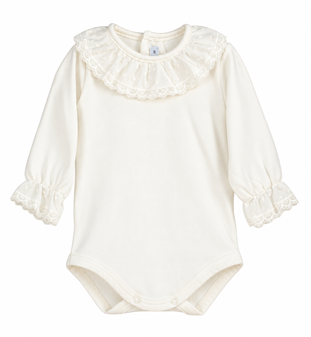 offwhite romper met plumenti kraag en mouwtjes