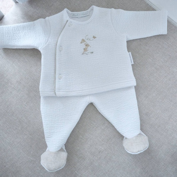 natural garden party babypakje tweedelig van theophile et patachou, unisex babypakje 