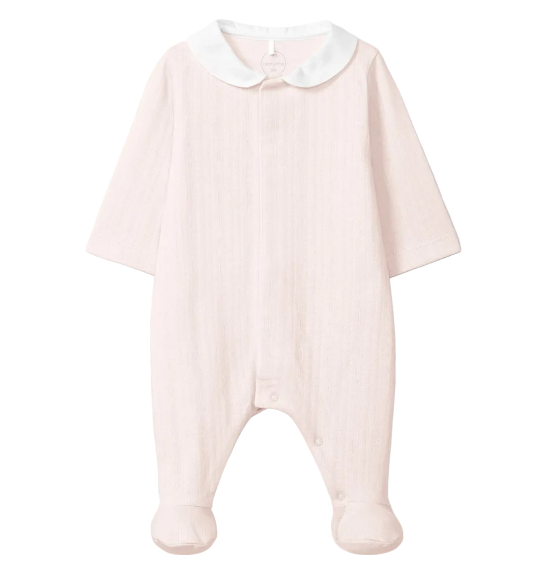 Babypakje met ajour motief in peach pink - Laranjinha