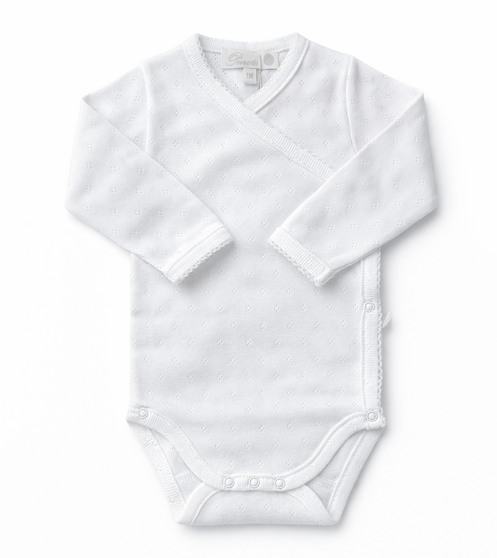 overslag romper met ajour motief in wit 