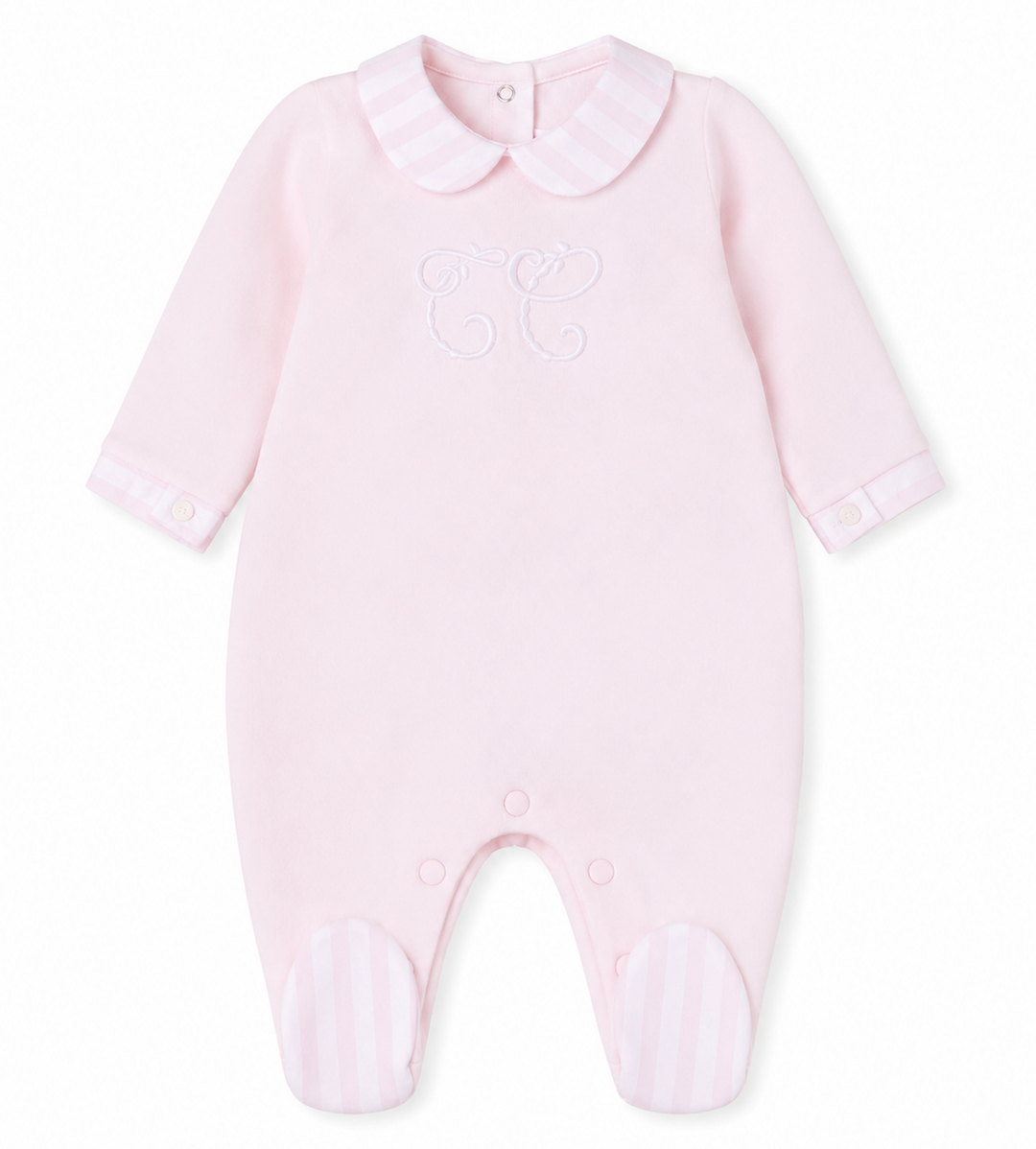 lichtroze babypakje uit de garda collectie met TC logo van Tartine et chocolat