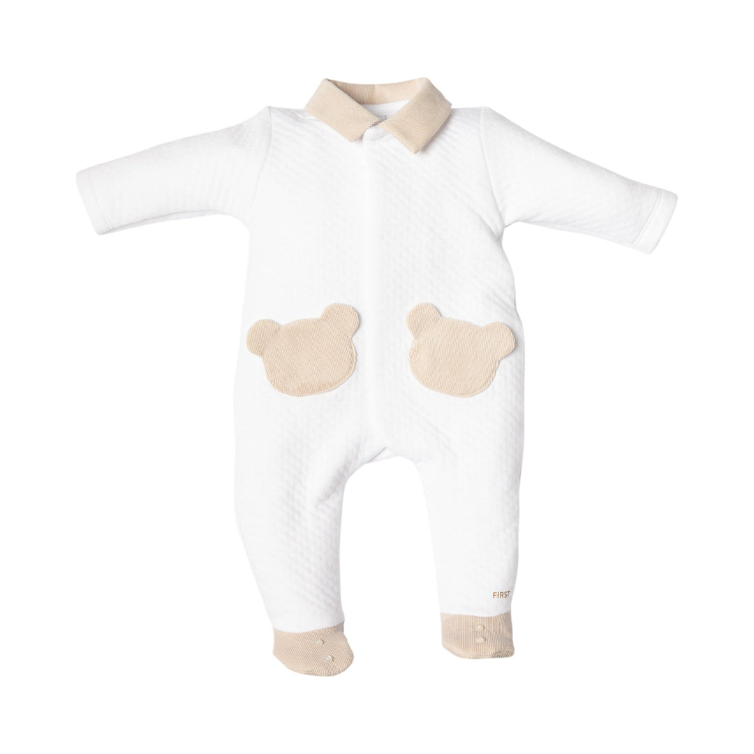 Babypakje jersey katoen met rib velours kraagje, berenzakjes en voetjes van First My First collection