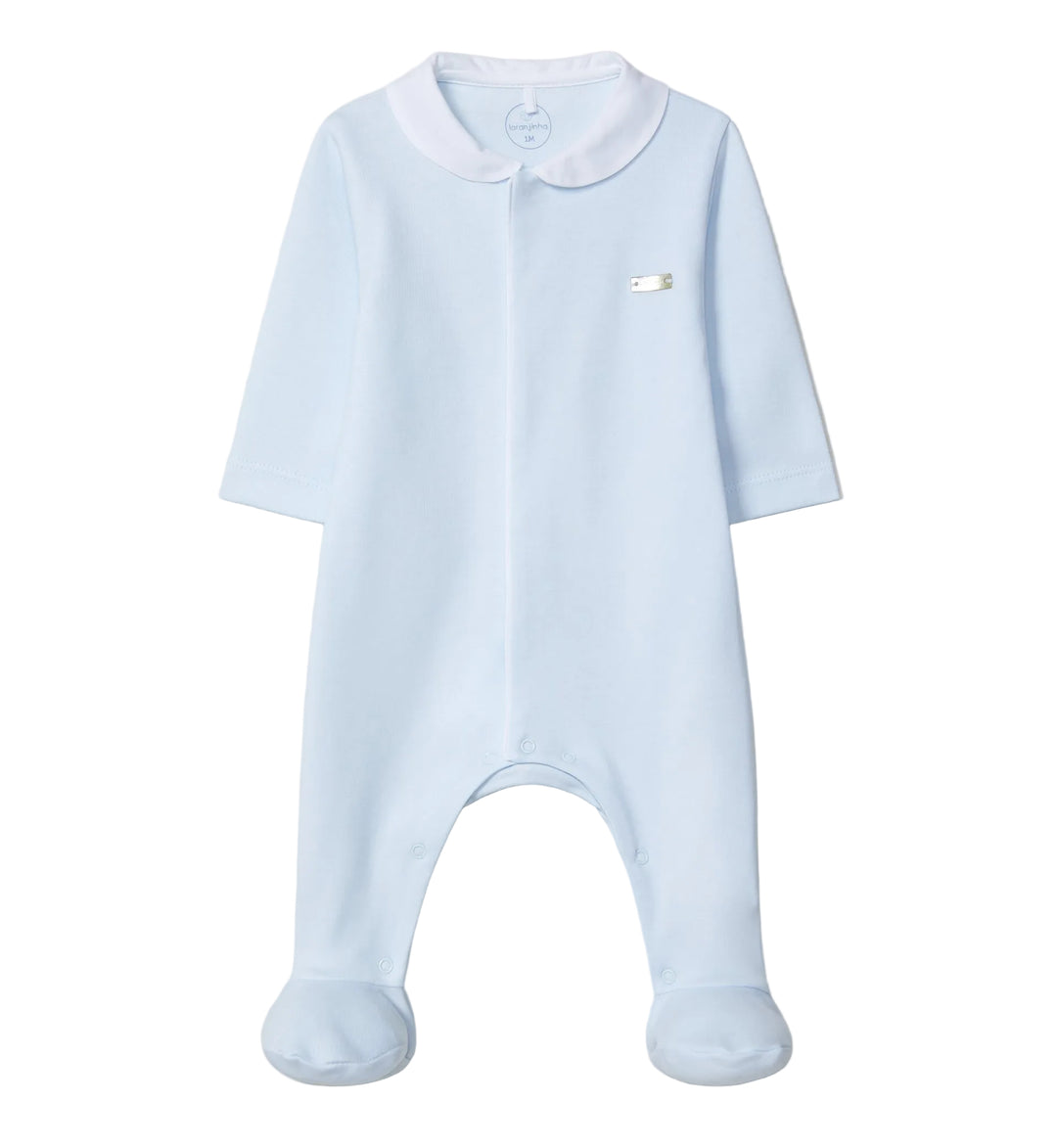 Lichtblauw babypakje met peter pan kraagje- Laranjinha