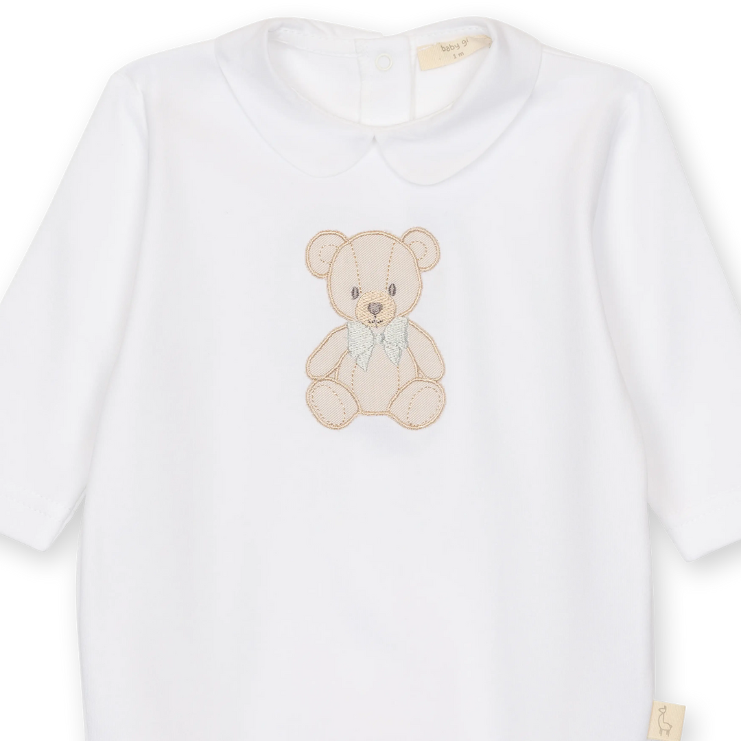 Wit babypakje met ronde kraag en teddybeer van Baby Gi 