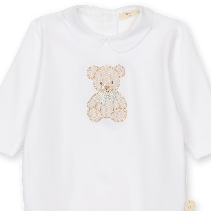 Wit babypakje met ronde kraag en teddybeer van Baby Gi 