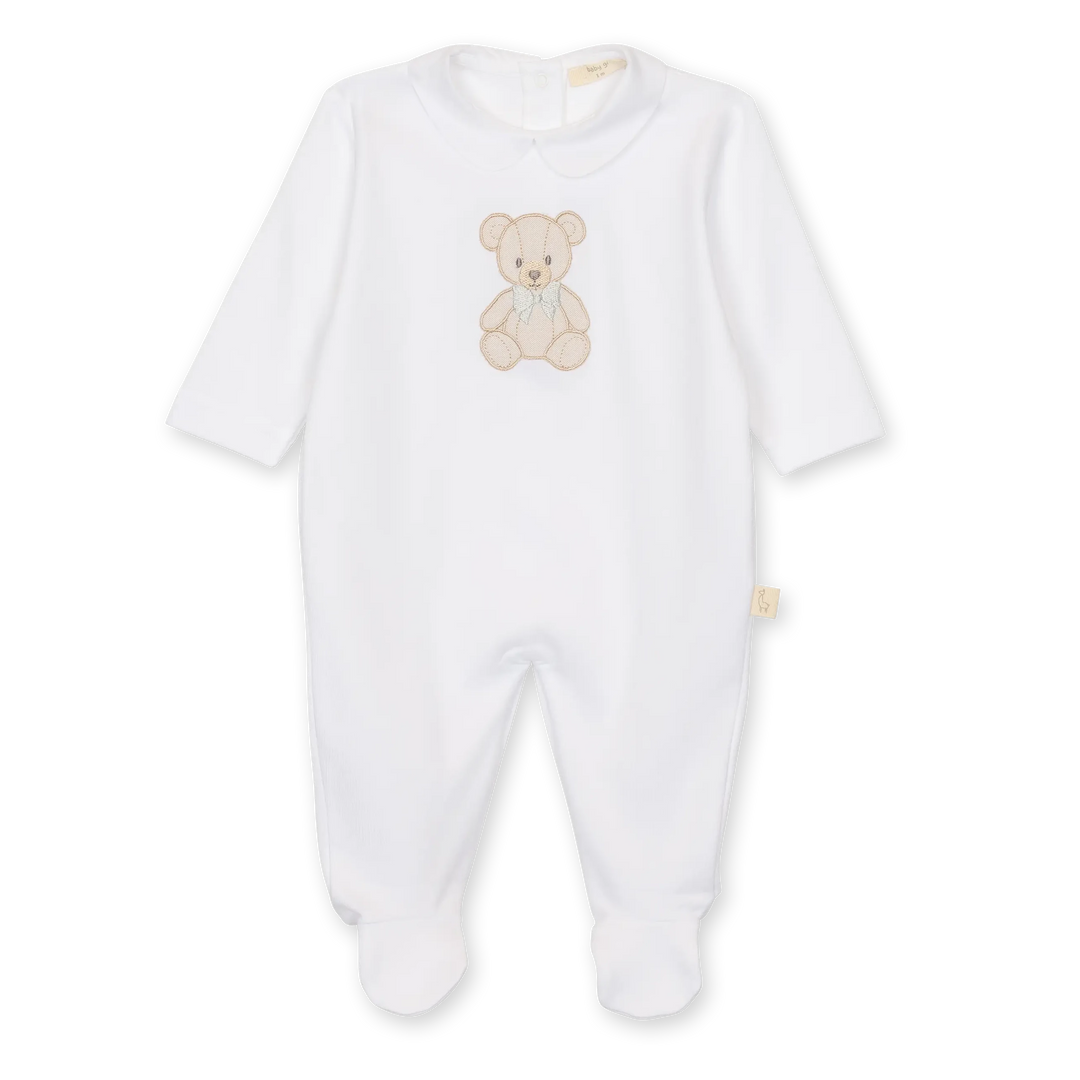 Wit babypakje met ronde kraag en teddybeer unisex van baby gi
