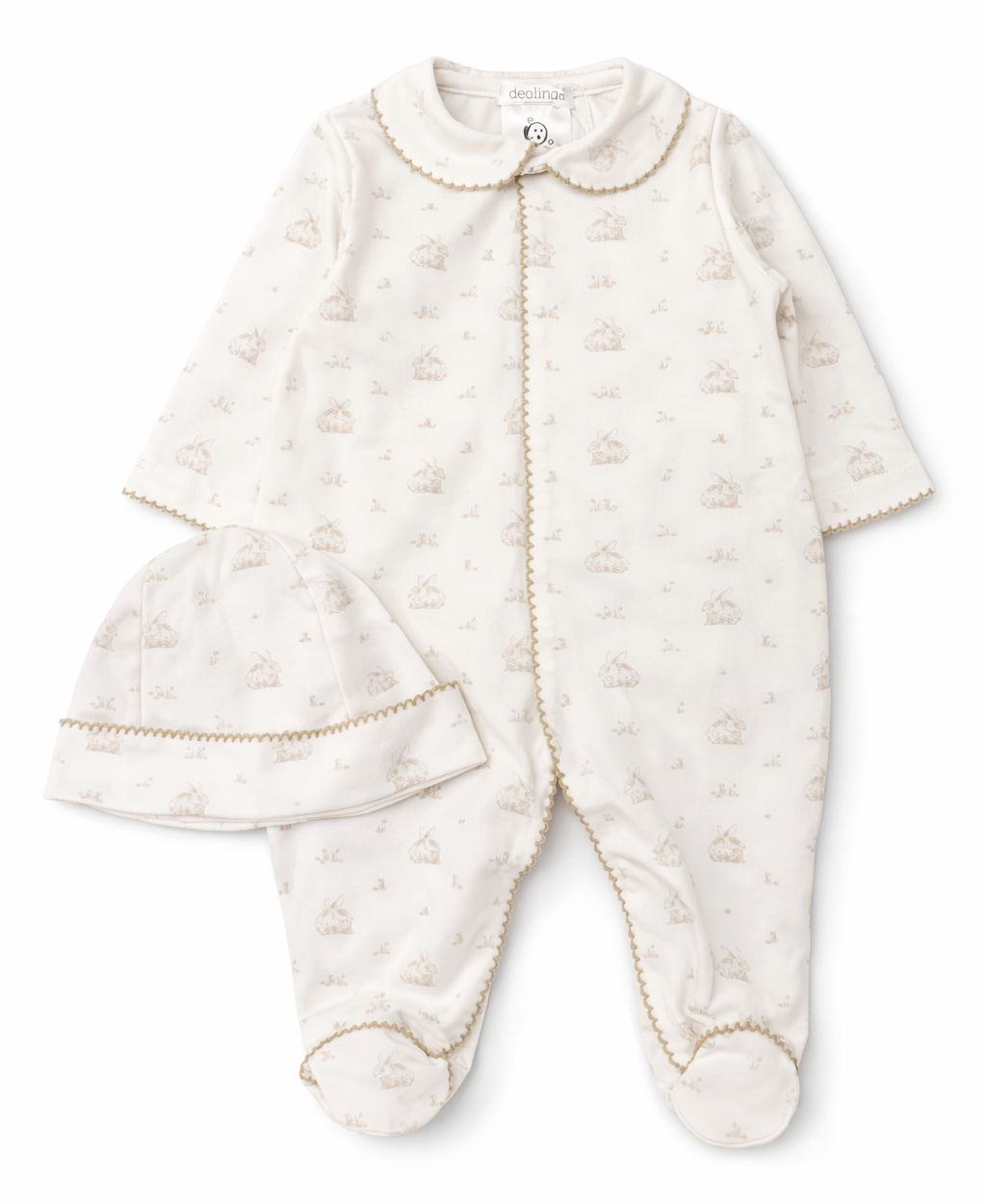 Babypakje + mutsje in konijntjes print van Deolinda 