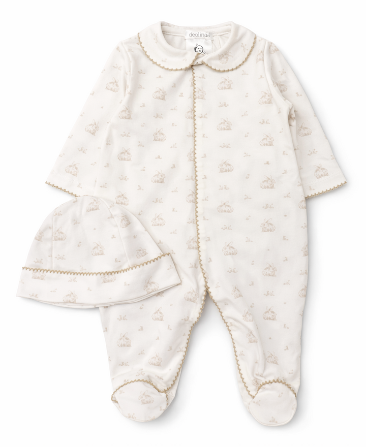 Babypakje + mutsje in konijntjes print van Deolinda 