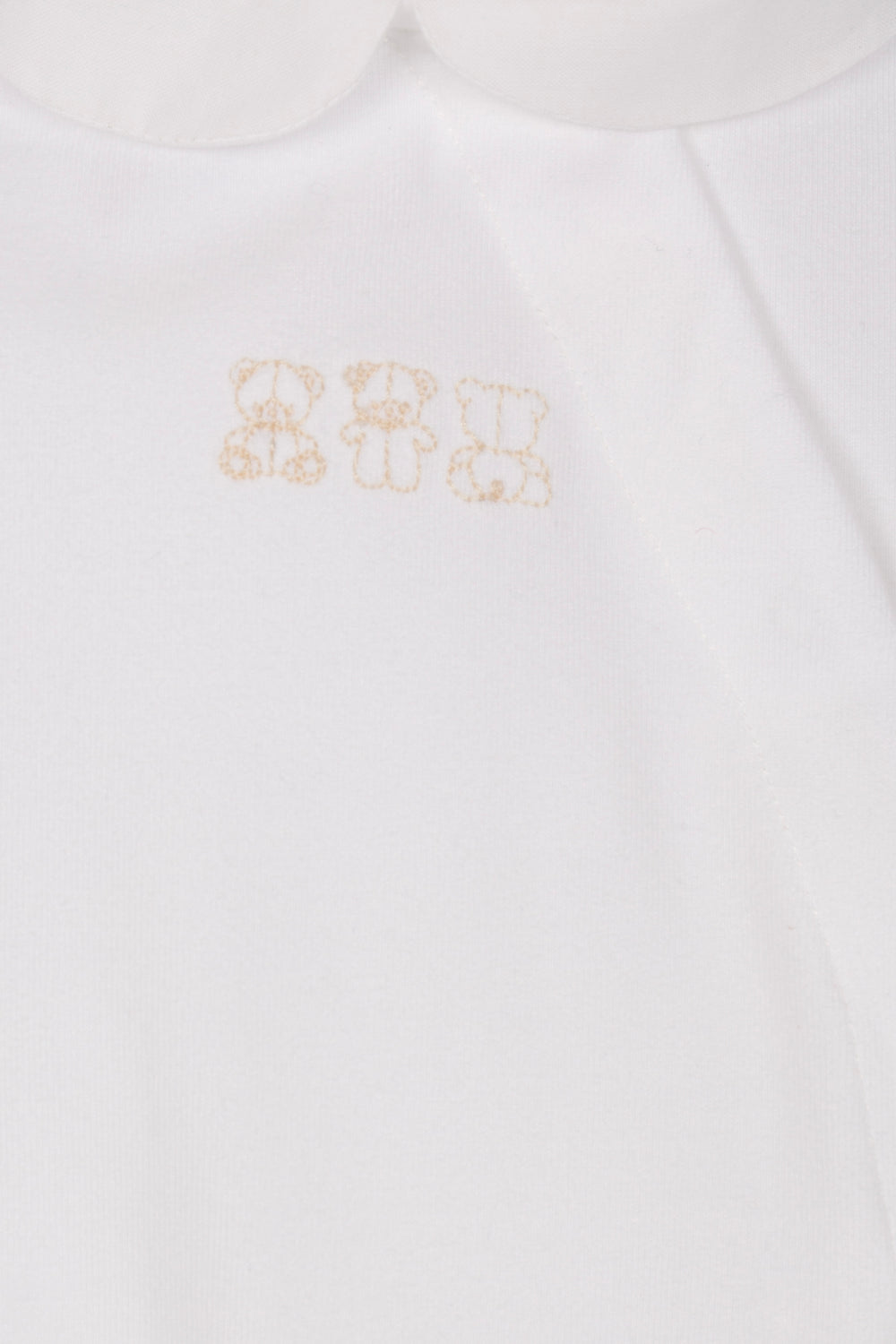 Wit uniseks babypakje van katje met lange mouwen, voetjes en klassieke kraag 