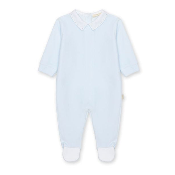 Lichtblauw babypakje met pique wit kraagje van Baby Gi 