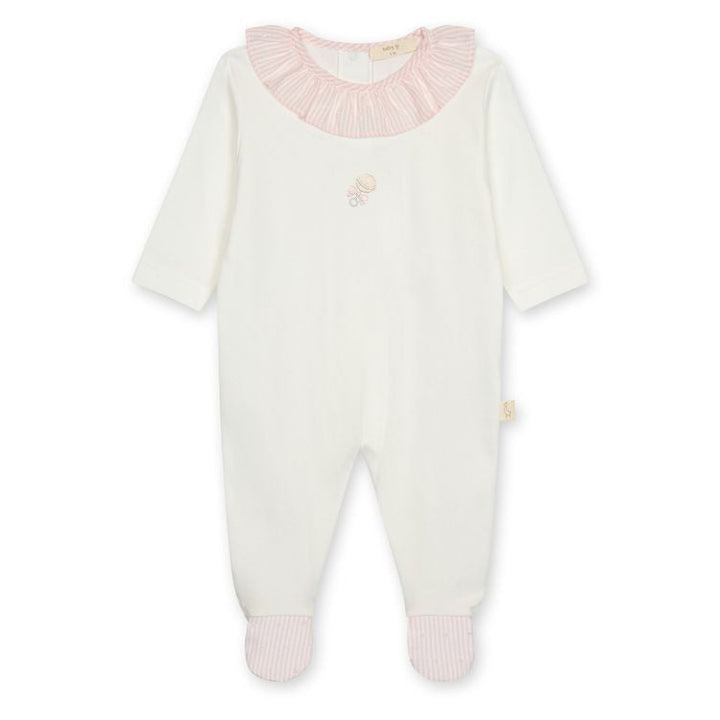 Babypakje met plumenti streepkraag en geborduurde rammelaar van baby gi 